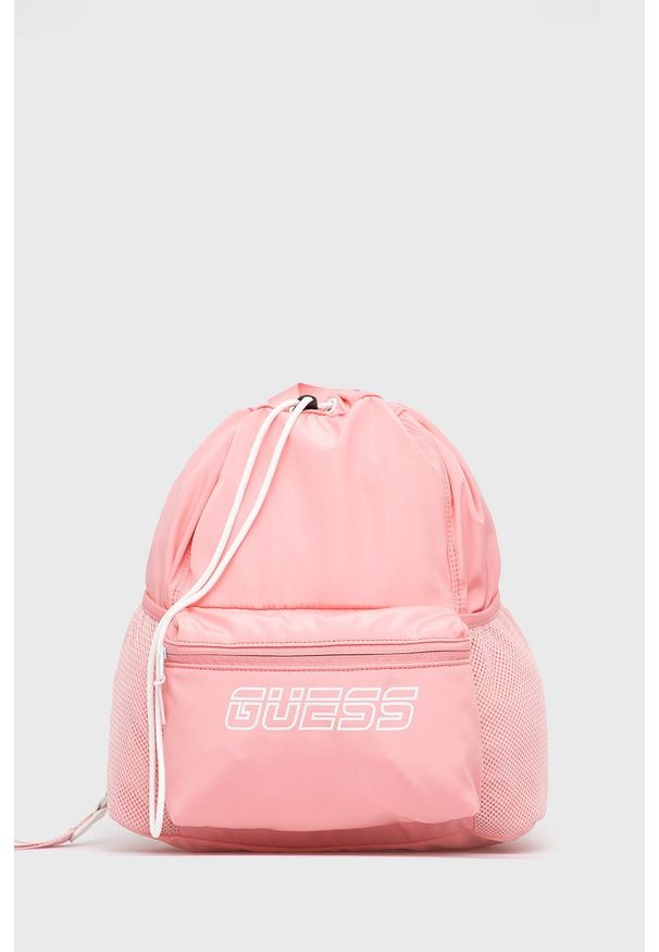Guess plecak damski kolor różowy duży z nadrukiem. Kolor: różowy. Wzór: nadruk