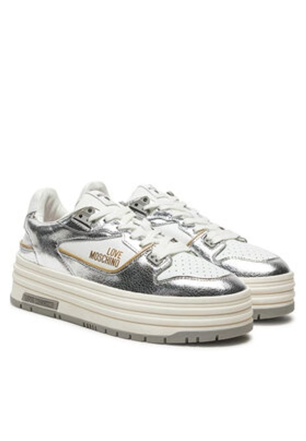 Love Moschino - LOVE MOSCHINO Sneakersy JA21017G18IB0000 Srebrny. Kolor: srebrny. Materiał: skóra