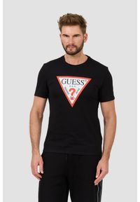 Guess - GUESS Czarny t-shirt z dużym logo Original Logo Tee. Kolor: czarny