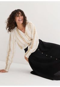 bonprix - Spódnica lniana midi. Kolor: czarny. Materiał: len #3