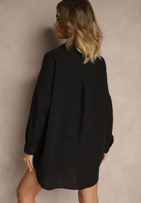 Renee - Czarna Koszula o Fasonie Oversize w Klasycznym Stylu Marionera. Okazja: na co dzień. Kolor: czarny. Materiał: bawełna, materiał. Długość rękawa: długi rękaw. Długość: długie. Styl: klasyczny #3