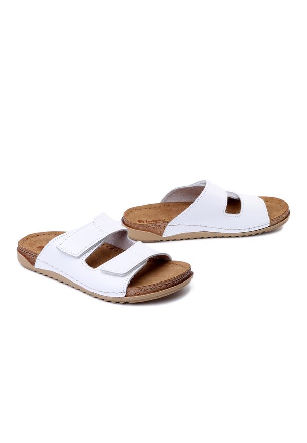 Inblu - INBLU AA-5G 001 biały, klapki damskie. Kolor: biały. Materiał: skóra