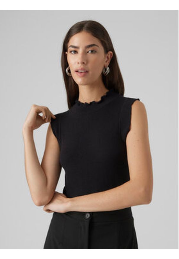 Vero Moda Bluzka Gold 10297855 Czarny Slim Fit. Kolor: czarny. Materiał: wiskoza, syntetyk