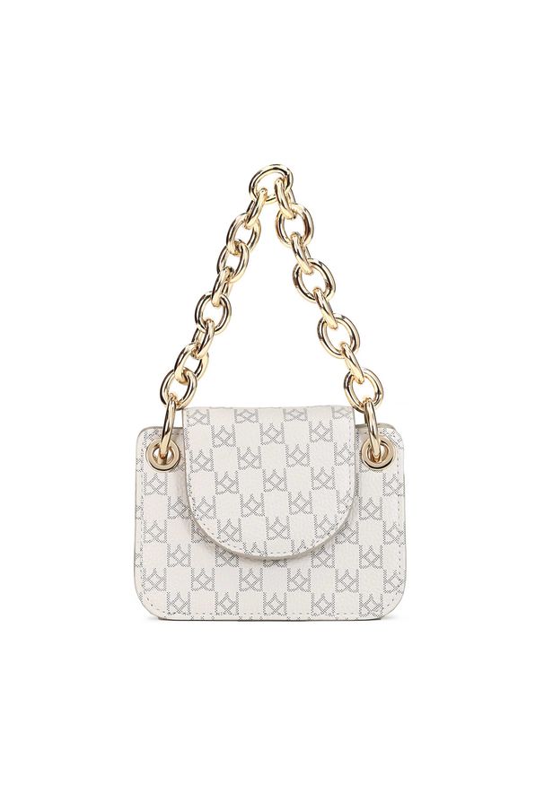 Kazar - Biało-szara torebka damska. Kolor: biały. Wzór: aplikacja. Materiał: skórzane. Styl: elegancki