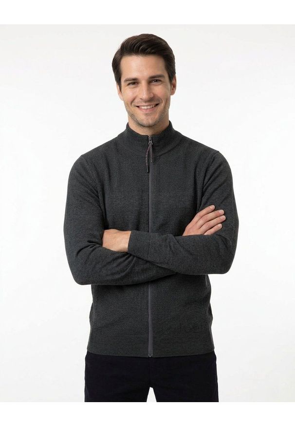 Rozpinany Sweter Bawełniany (Kardigan) - Adriano Guinari - Grafitowy. Kolor: szary. Materiał: bawełna. Sezon: jesień, zima
