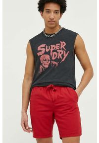 Superdry szorty z domieszką lnu kolor czerwony. Kolor: czerwony. Materiał: len #1