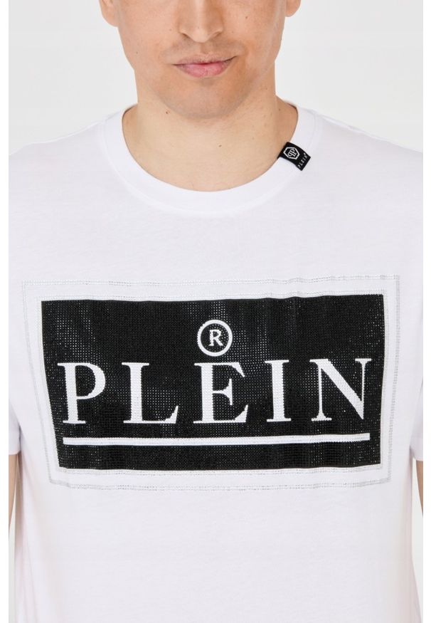 Philipp Plein - PHILIPP PLEIN T-shirt męski biały z dużym logo, Rozmiar XXL. Kolor: biały