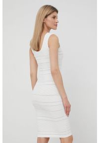 Elisabetta Franchi sukienka kolor biały mini dopasowana. Kolor: biały. Materiał: dzianina. Długość rękawa: na ramiączkach. Wzór: gładki. Typ sukienki: dopasowane. Długość: mini #4