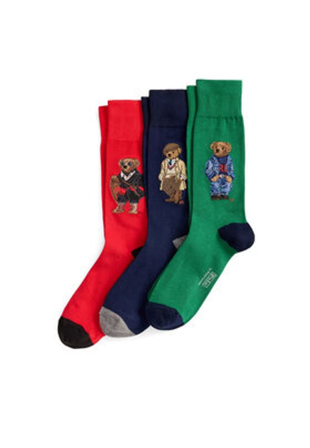 Polo Ralph Lauren Zestaw 3 par wysokich skarpet męskich 449P04717001 Kolorowy. Materiał: materiał, bawełna. Wzór: kolorowy