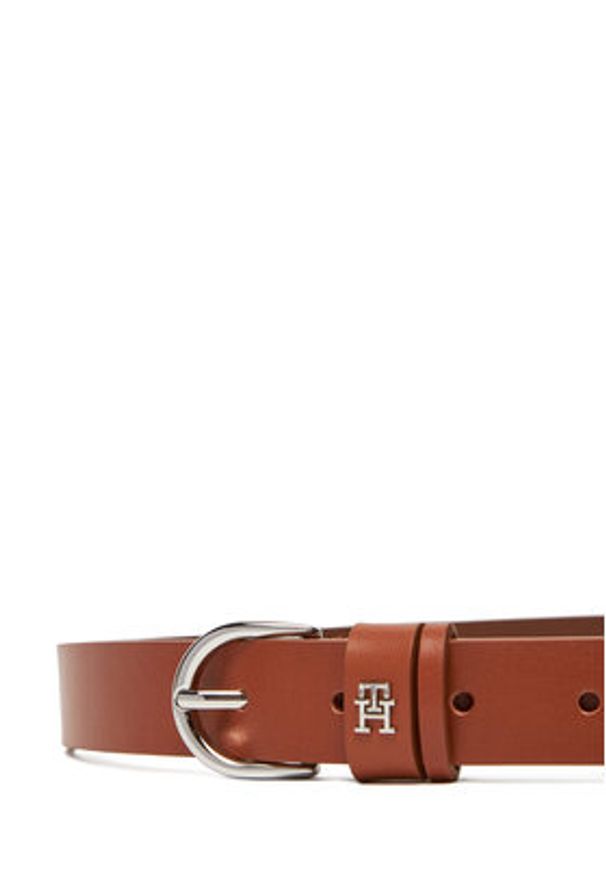 TOMMY HILFIGER - Tommy Hilfiger Pasek Damski Essential Effortless 2.5 Sv AW0AW17279 Brązowy. Kolor: brązowy. Materiał: skóra