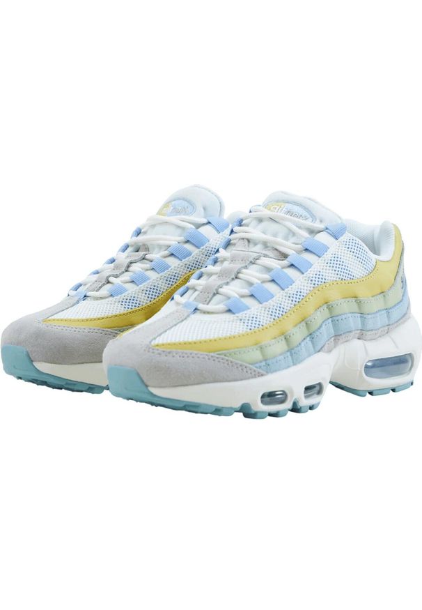 Nike - Damskie Zamszowe Buty Sportowe Air Max 95. Kolor: niebieski, biały, zielony, wielokolorowy. Materiał: zamsz. Sezon: zima. Styl: sportowy