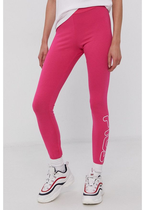 Fila - Legginsy. Kolor: fioletowy. Wzór: nadruk