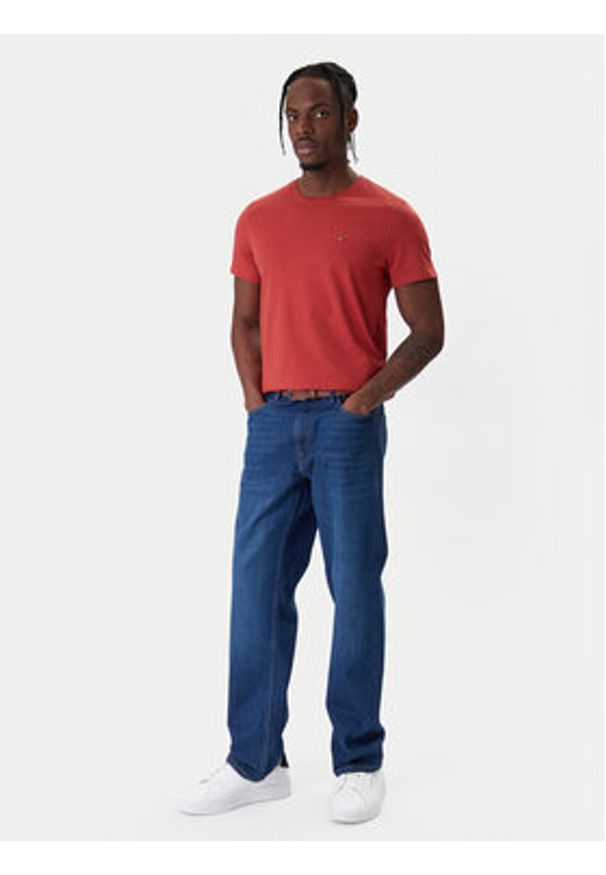 Tommy Jeans T-Shirt DM0DM04411 Czerwony Slim Fit. Kolor: czerwony. Materiał: bawełna