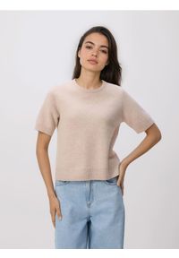 Reserved - Wełniany sweter - beżowy. Kolor: beżowy. Materiał: wełna