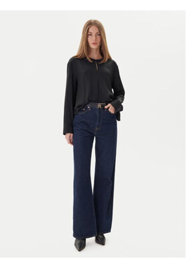 TOMMY HILFIGER - Tommy Hilfiger Bluzka WW0WW47339 Czarny Relaxed Fit. Kolor: czarny. Materiał: wiskoza