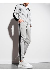 Ombre Clothing - Spodnie męskie dresowe P959 - szare - XXL. Kolor: szary. Materiał: dresówka