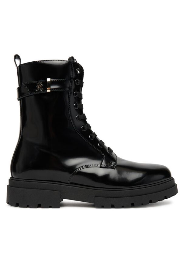 TOMMY HILFIGER - Tommy Hilfiger Trapery Lace-Up Bootie T4A5-34028-1453 D Czarny. Kolor: czarny. Materiał: skóra