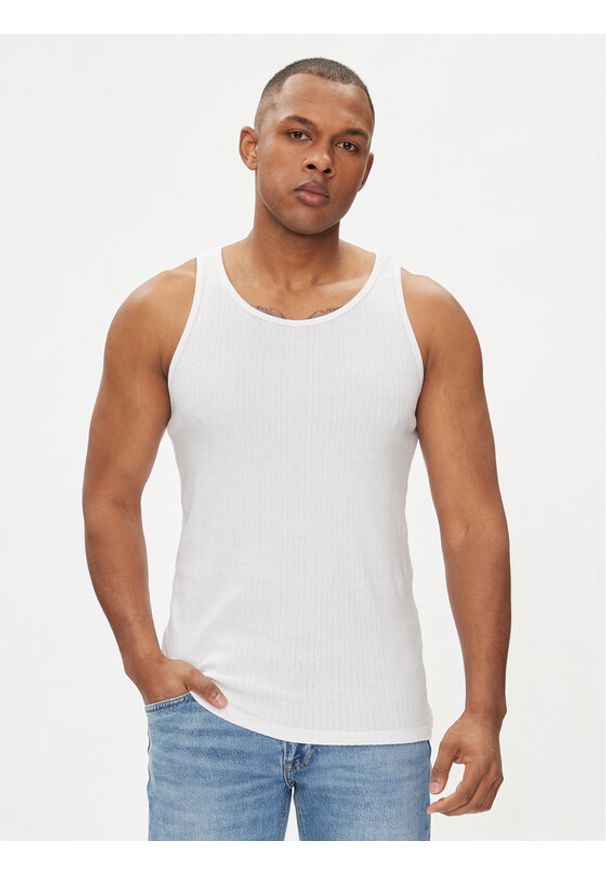 Jack & Jones - Jack&Jones Tank top Havana 12251771 Biały Regular Fit. Kolor: biały. Materiał: bawełna