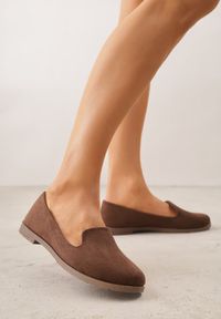Renee - Brązowe Balerinki Typu Mokasyny Ravinda. Kolor: brązowy. Styl: elegancki #4