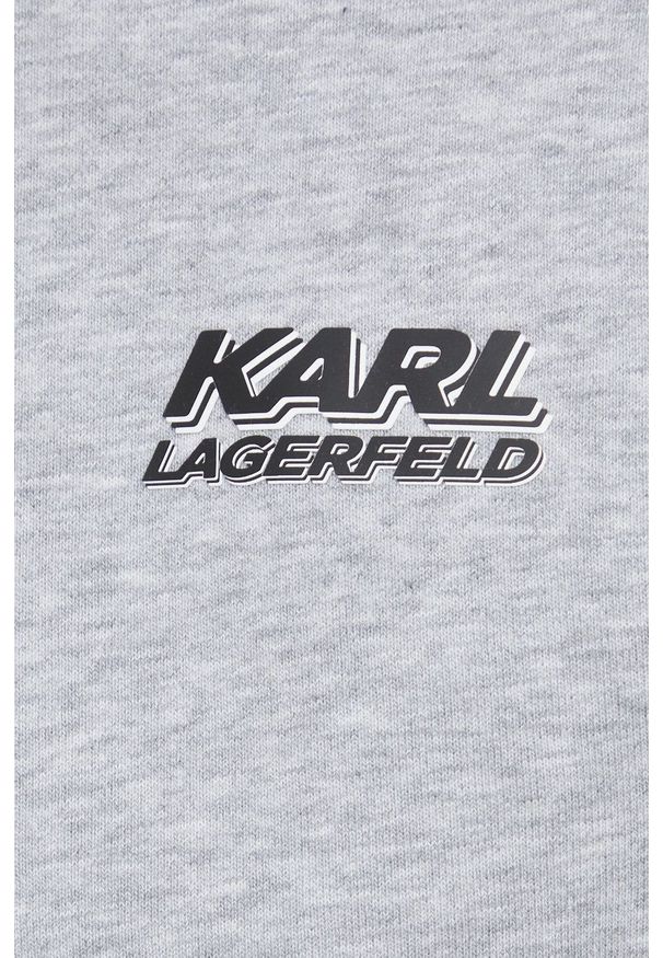 Karl Lagerfeld bluza męska kolor szary z kapturem z nadrukiem. Typ kołnierza: kaptur. Kolor: szary. Materiał: materiał. Wzór: nadruk