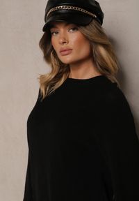 Renee - Czarny Dzianinowy Komplet z Wiskozą Sweter i Spodnie z Rozcięciami i Gumką w Pasie Malwizelle. Kolor: czarny. Materiał: dzianina, wiskoza #3