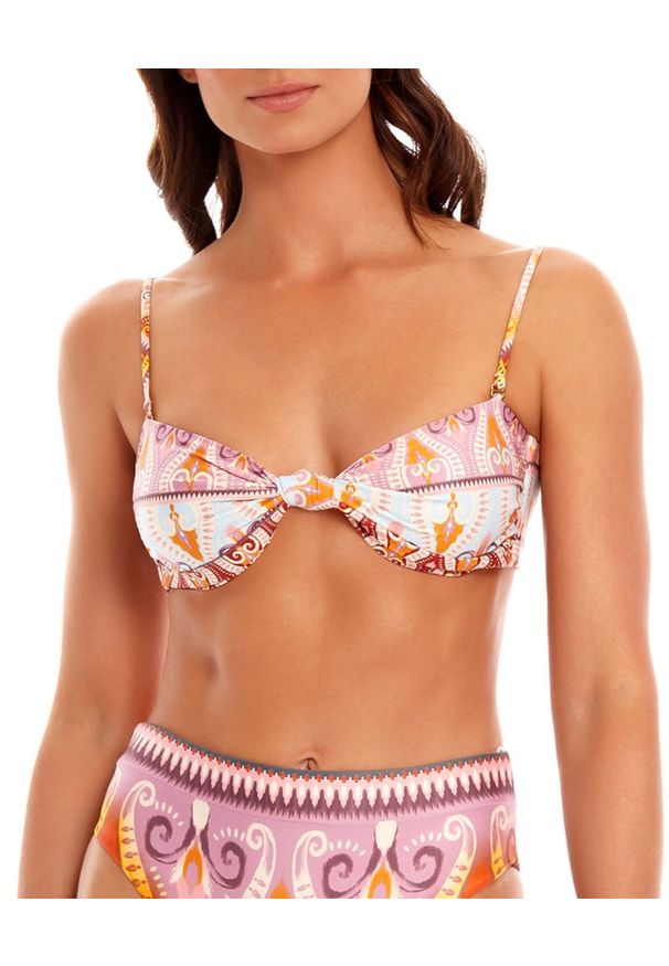 AGUA BENDITA - Top od bikini Leva Lucille. Kolor: beżowy. Materiał: materiał. Wzór: aplikacja