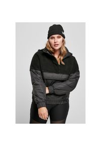 Damski polar Urban Classics sherpa mix pull over-grandes tailles. Kolor: czarny. Materiał: polar #1