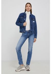 Calvin Klein Jeans Kurtka jeansowa damska kolor granatowy przejściowa. Okazja: na co dzień. Kolor: niebieski. Styl: casual #6