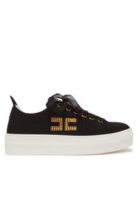 Elisabetta Franchi Sneakersy F4-A9E-0241 Czarny. Kolor: czarny. Materiał: materiał