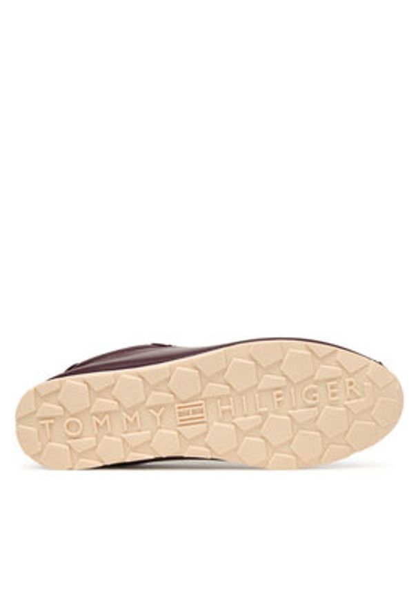 TOMMY HILFIGER - Tommy Hilfiger Sneakersy Th Low Profile Runner FW0FW08951 Bordowy. Kolor: czerwony. Materiał: skóra