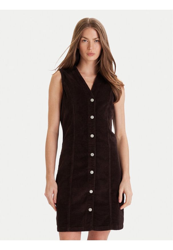 Vero Moda Sukienka codzienna Eden 10333959 Brązowy Regular Fit. Okazja: na co dzień. Kolor: brązowy. Materiał: bawełna. Typ sukienki: proste. Styl: casual