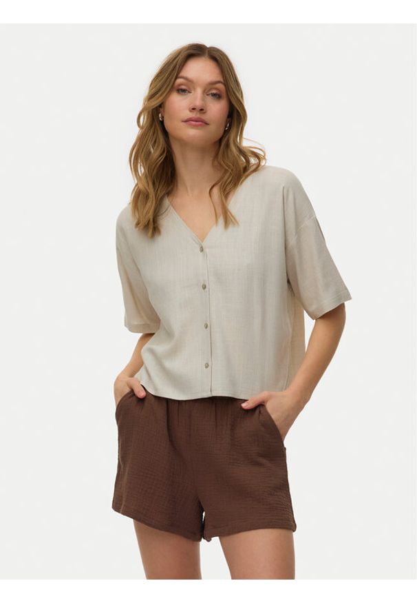 Vero Moda Koszula Rosie 10346914 Beżowy jasny Loose Fit. Kolor: beżowy. Materiał: wiskoza