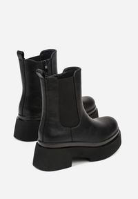 Born2be - Czarne Botki Sztyblety na Grubej Podeszwie Tevinda. Okazja: na spotkanie biznesowe, na co dzień. Kolor: czarny. Materiał: jeans. Sezon: jesień. Styl: biznesowy, casual #7