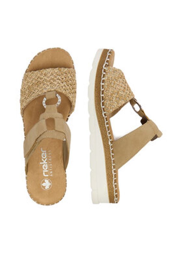 Rieker Klapki CEO-V1243-60 Beżowy. Kolor: beżowy. Materiał: skóra