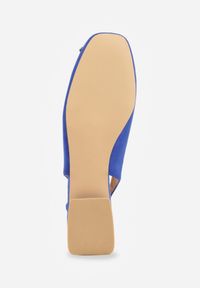 Renee - Niebieskie Czółenka Slingback Vices z Cyrkoniami i Wkładką ze Skóry Eklina. Okazja: na co dzień. Kolor: niebieski. Materiał: skóra. Obcas: na obcasie. Styl: wizytowy, casual, klasyczny, elegancki. Wysokość obcasa: średni #7