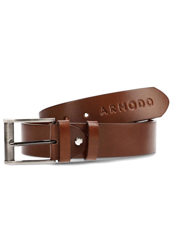 Brązowy Skórzany Pasek Męski Armodo. Kolor: brązowy. Materiał: skóra. Styl: casual