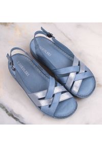 Skórzane sandały damskie płaskie niebieskie T.Sokolski L22-521. Kolor: niebieski. Materiał: skóra #3