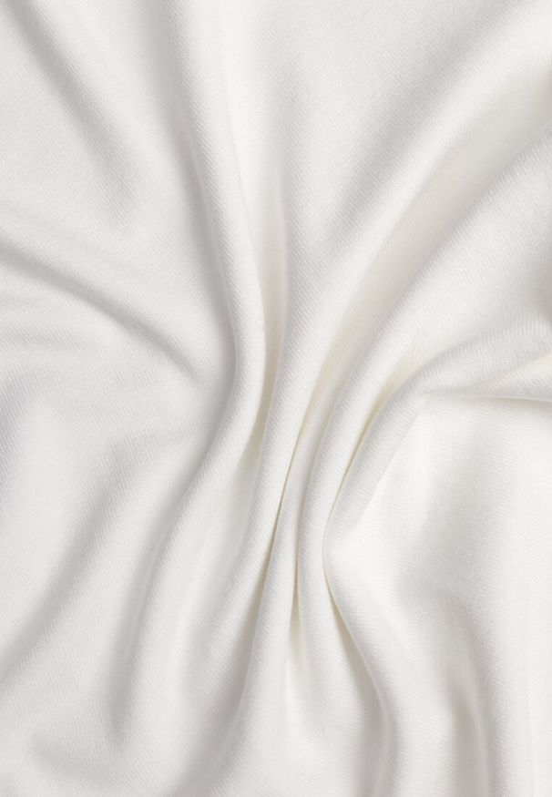 Born2be - Biały Wiskozowy T-shirt o Dopasowanym Kroju z Dekoltem w Łódkę Idahphaeia. Okazja: na co dzień, na spotkanie biznesowe, do pracy. Kolor: biały. Materiał: wiskoza. Wzór: aplikacja. Styl: casual, biznesowy, klasyczny