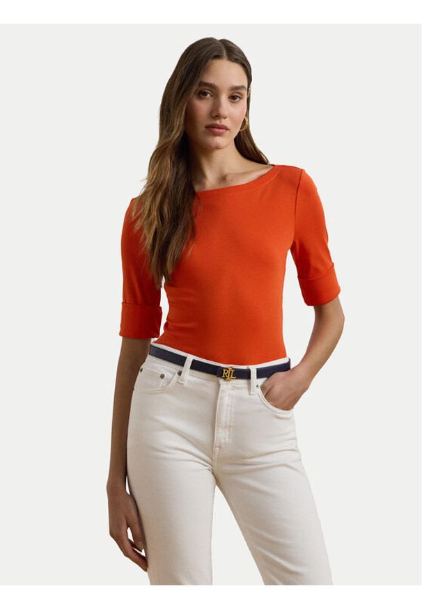 Lauren Ralph Lauren - LAUREN RALPH LAUREN Bluzka 200654963186 Pomarańczowy Slim Fit. Kolor: pomarańczowy. Materiał: bawełna