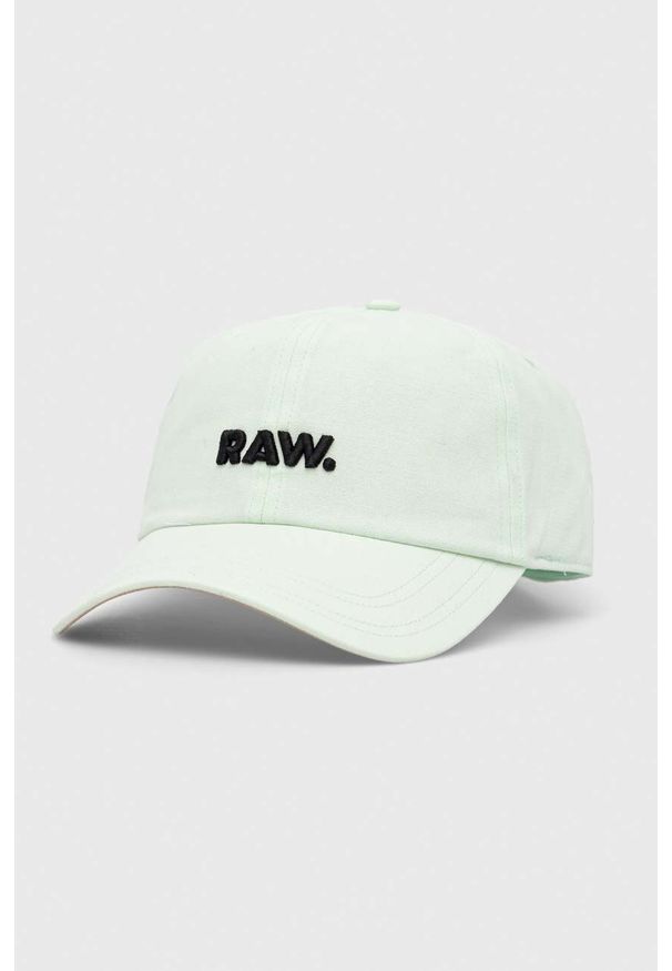 G-Star RAW - G-Star Raw czapka z daszkiem bawełniana kolor zielony z aplikacją. Kolor: zielony. Materiał: bawełna. Wzór: aplikacja
