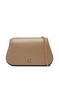 Calvin Klein Torebka Ck Curved Wallet On Chain LV04F1153G Beżowy. Kolor: beżowy. Materiał: skórzane #4