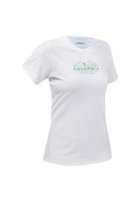 columbia - Koszulka turystyczna damska z krótkim rękawem Columbia Zero Rules Graphic Crew. Kolor: biały. Długość rękawa: krótki rękaw. Długość: krótkie