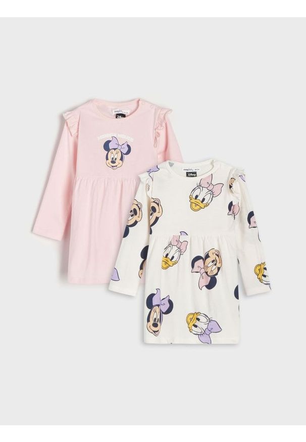 Sinsay - Sukienka Myszka Minnie 2 pack - różowy. Kolor: różowy. Materiał: bawełna. Wzór: motyw z bajki