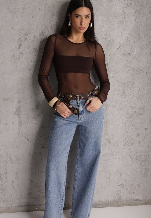 Renee - Niebieskie Szerokie Jeansy z Bawełną i Lyocellem High Waist Nansailah. Okazja: na co dzień. Stan: podwyższony. Kolor: niebieski. Styl: casual, street