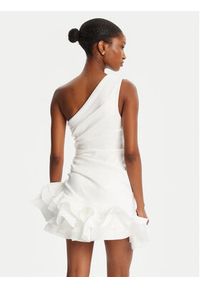 BARDOT Sukienka koktajlowa Silvana Ruffle 60037DB Biały Slim Fit. Kolor: biały. Materiał: syntetyk. Styl: wizytowy