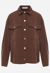 Renee - Brązowa Jeansowa Kurtka Koszulowa z Bawełny z Kieszeniami Desreta. Kolor: brązowy. Materiał: jeans, bawełna #5