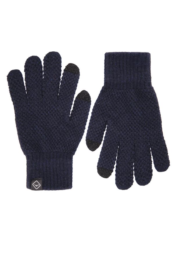 Volcano - Klasyczne rękawiczki H-FILIP. Kolor: niebieski. Materiał: dzianina. Wzór: geometria. Sezon: zima. Styl: klasyczny