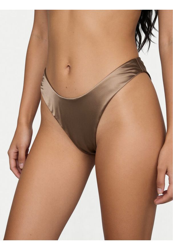 Calvin Klein Swimwear Dół od bikini LV00Q61116 Brązowy. Kolor: brązowy. Materiał: syntetyk