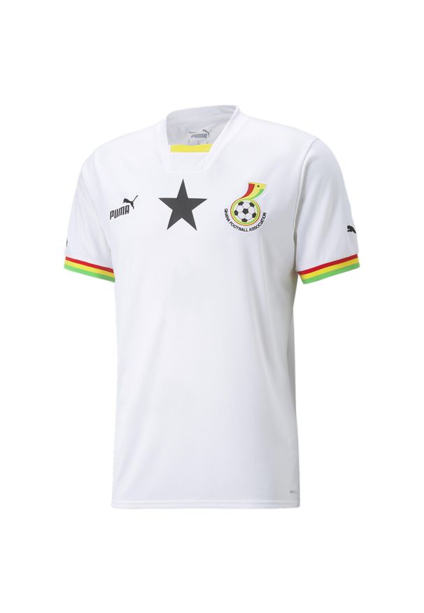 Puma - Koszulka domowa Mistrzostw Świata 2022 Ghana. Kolor: biały, wielokolorowy, czarny