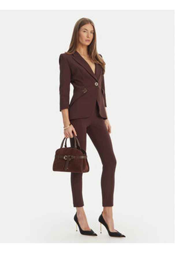 Elisabetta Franchi Spodnie materiałowe PA-158-61E2-V350 Brązowy Skinny Fit. Kolor: brązowy. Materiał: syntetyk